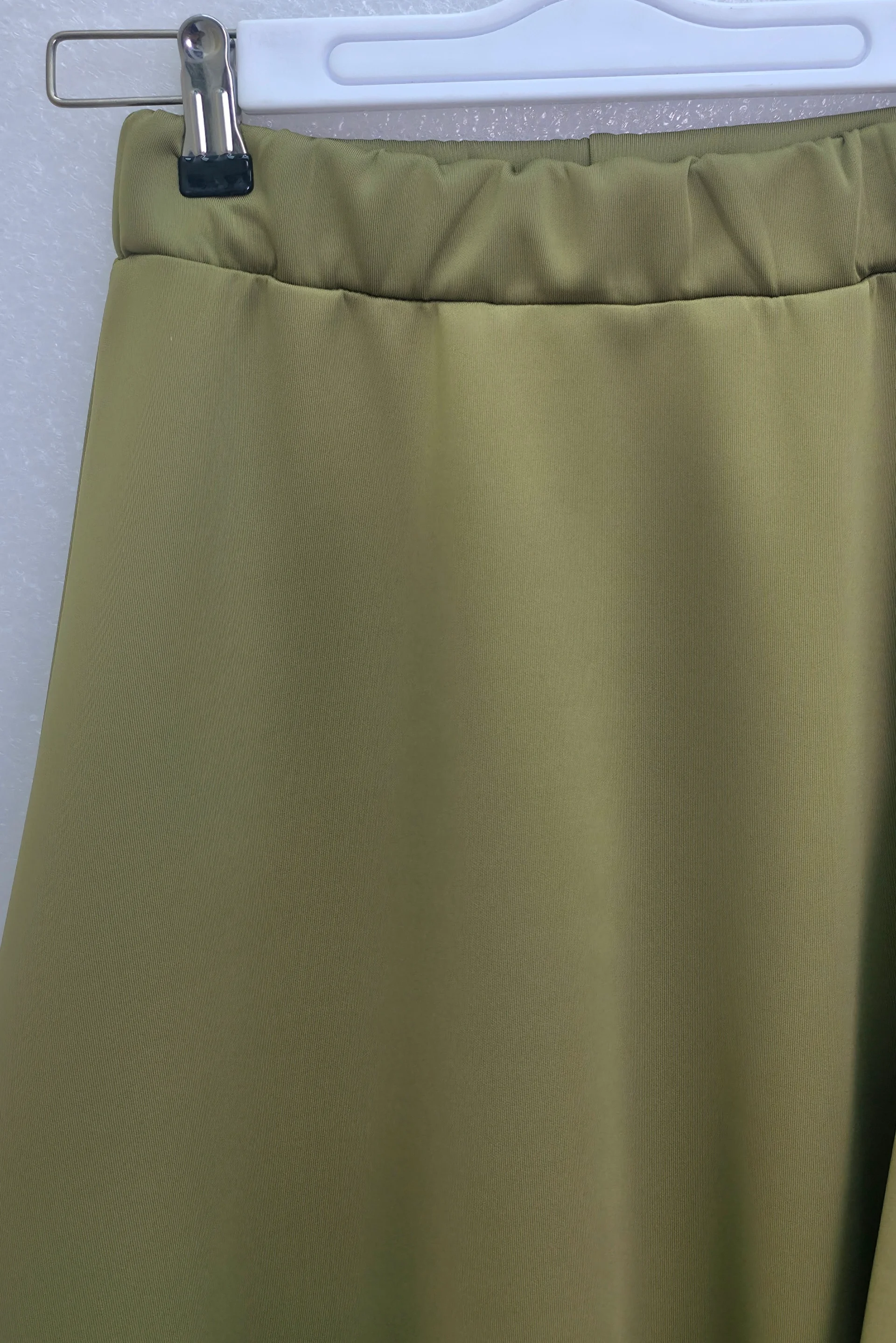 Women's Scuba Two-Piece Set with Peplum Jacket and Flared Skirt in Olive Green - Podyumplus - by Peralane - photo 7