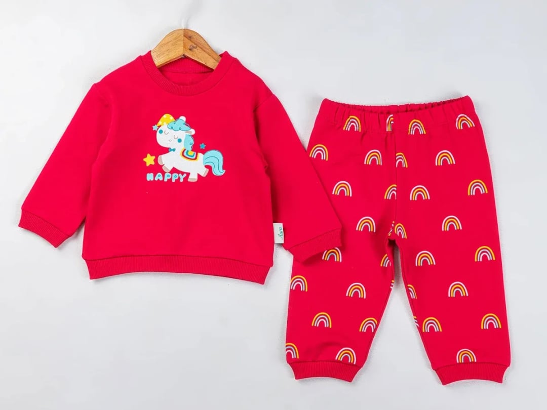 Girls' Unicorn Print Two-Piece Set - Pink - Comix - by Peralane