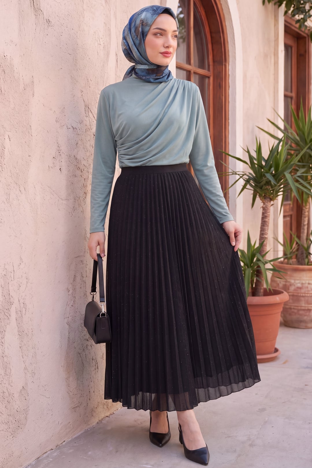 Sequin Pleated Skirt - Black - Podyumplus - by Peralane - photo 9