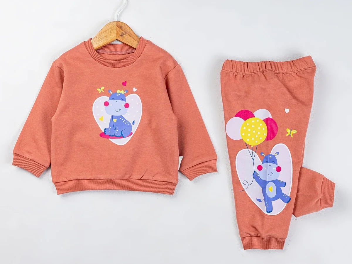 Balloon Print Girls' Pyjama Set - Dusty Pink (Pack of 3) - Comix - by Peralane
