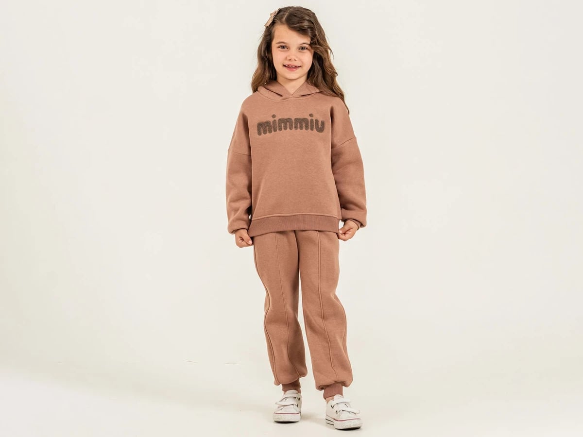 Mimmiu Embroidered 3-Thread Brushed Girls' Tracksuit Set - Pampal Kids - by Peralane