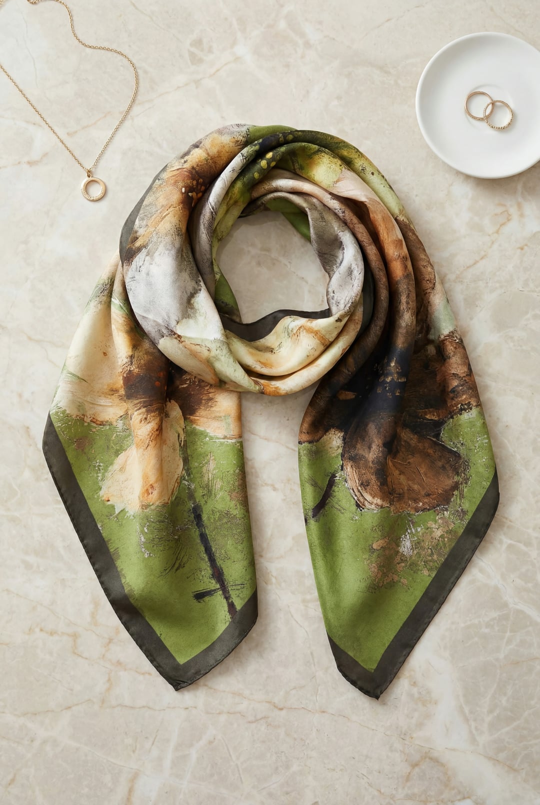 Printed Effect Rayon Scarf - Pistachio Green - Podyumplus - by Peralane - photo 2