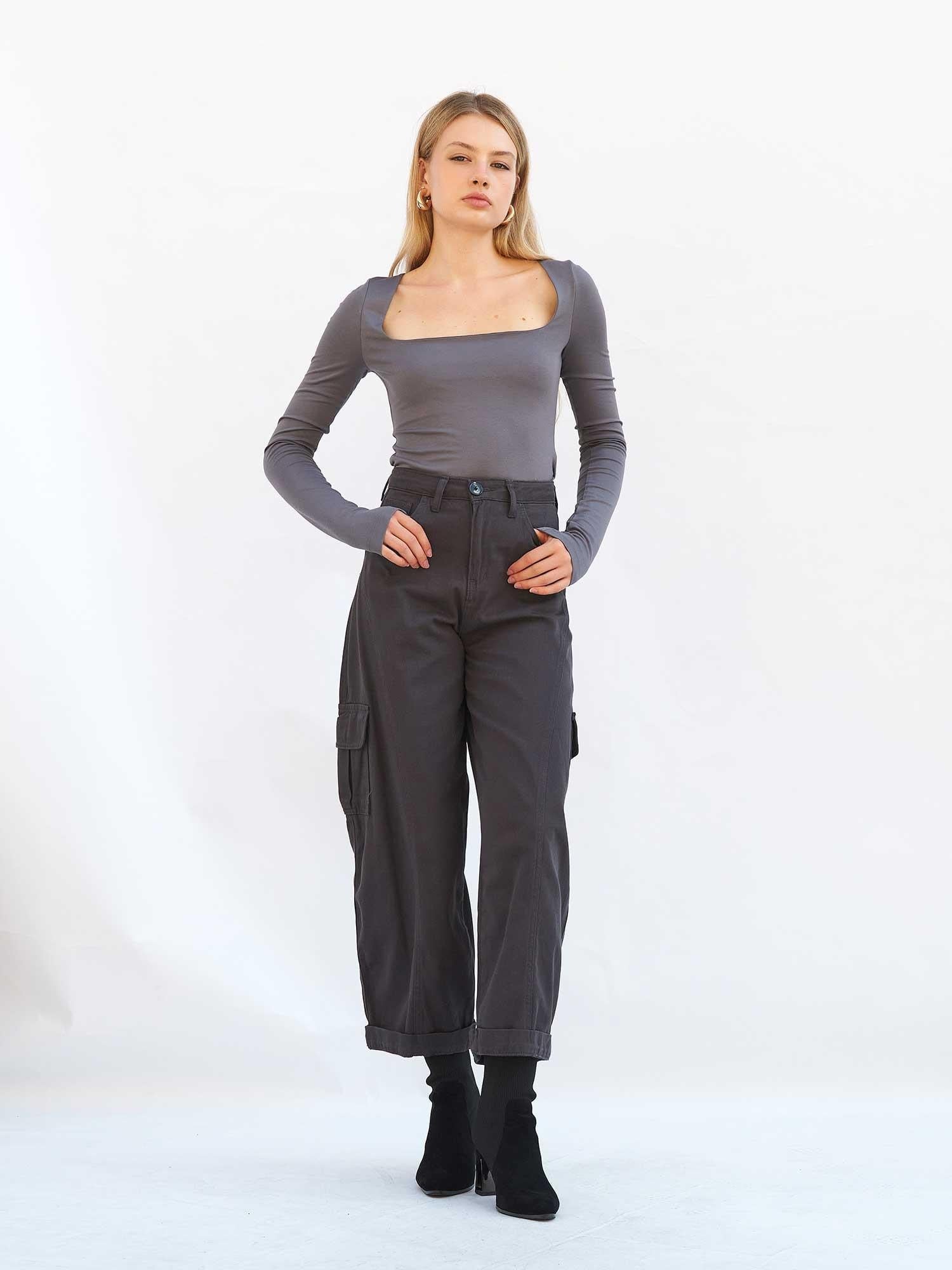Long-Sleeved Square Neck Knit Bodysuit for Women - Lefon - by Peralane - photo 4
