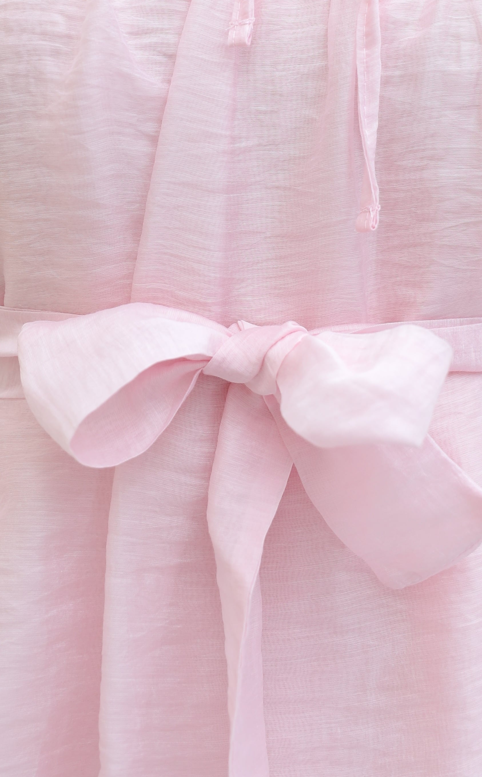 Tie-Collar Ruffled Lined Belted Tulle Voile Dress - Powder Pink - Podyumplus - by Peralane - photo 7