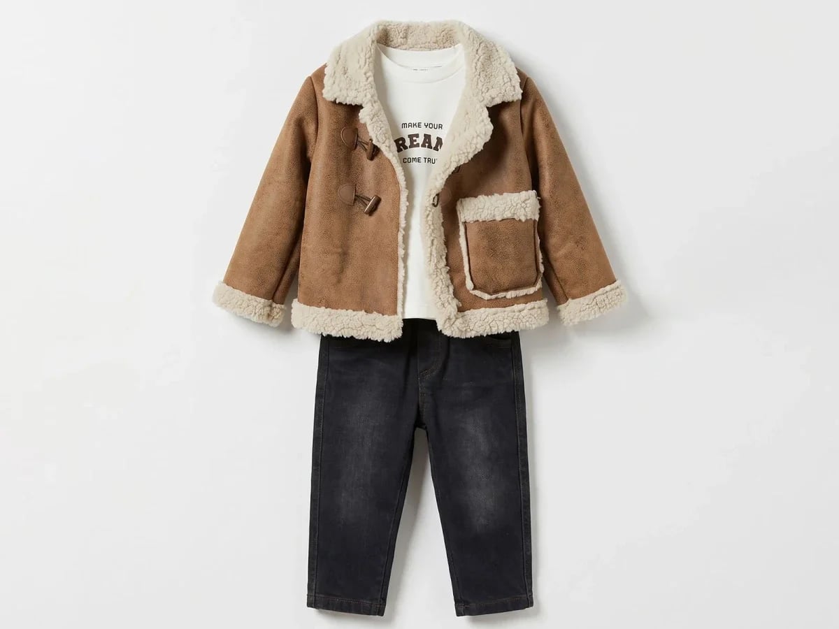 Boys' Faux Suede Jacket Set with T-Shirt and Denim Trousers - Canoz - by Peralane