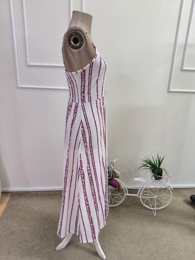 Women's Spaghetti Strap Slit Patterned Long Suprem Dress - Janes - by Peralane - photo 6