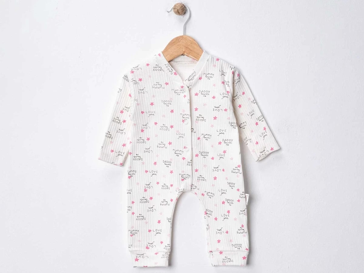 Star Print Baby Romper with Button Front - Pink (Pack of 3) - Supermini - by Peralane