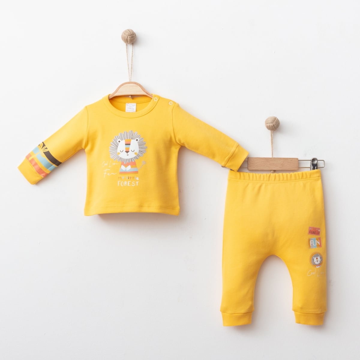 Baby Boys' 3-Piece Cotton Jersey Top and Trousers Set in Mustard Yellow - Gumus Baby - by Peralane