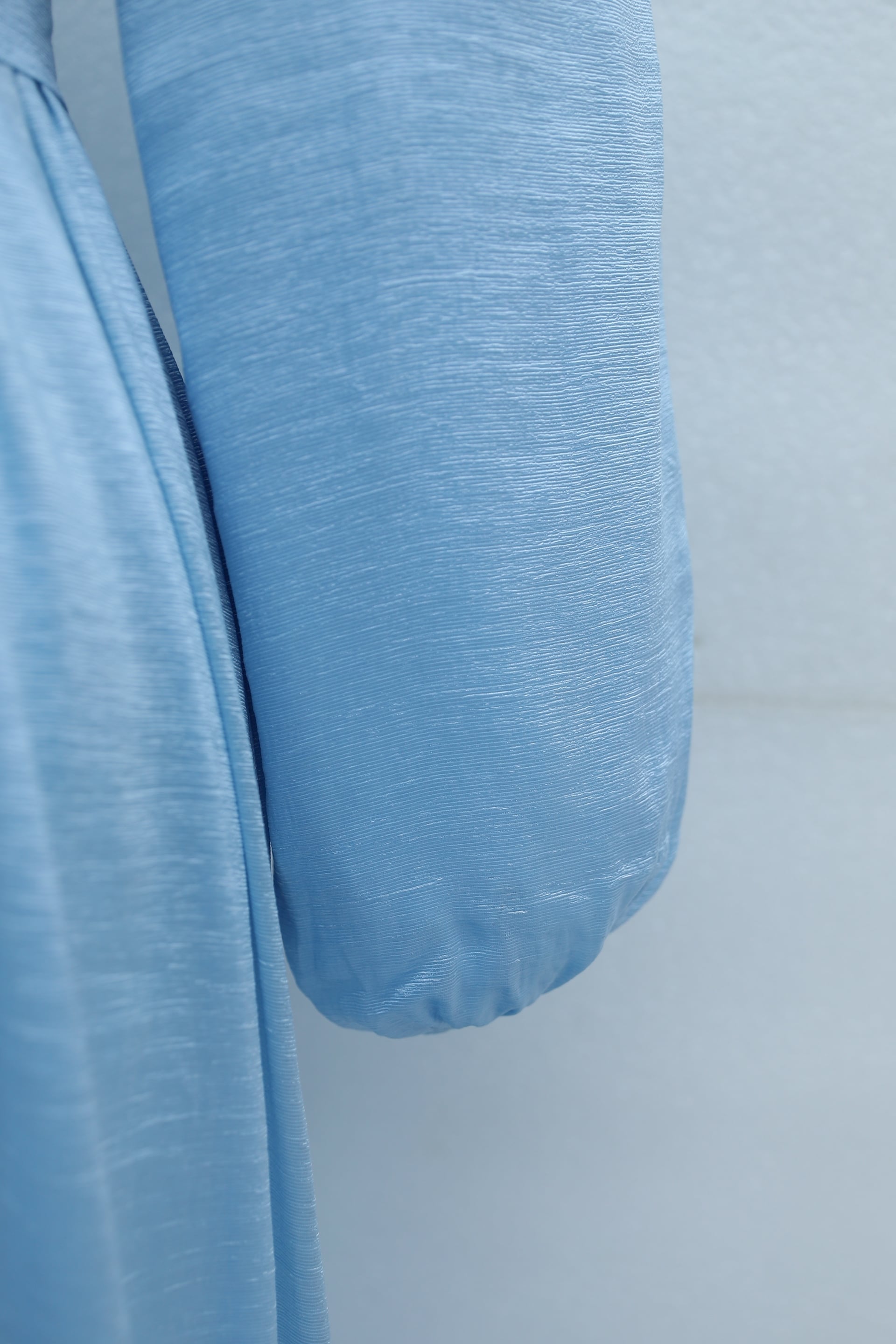 Crinkle Crepe Long Dress with Ruffled Collar and Hem - Baby Blue - Podyumplus - by Peralane - photo 7