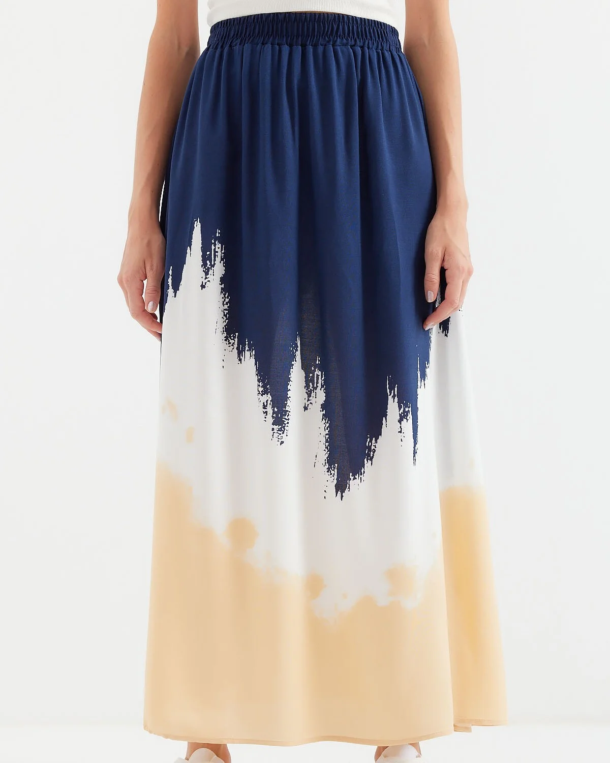 Patterned Long Viscose Skirt in Navy - Bigdart - by Peralane - photo 2