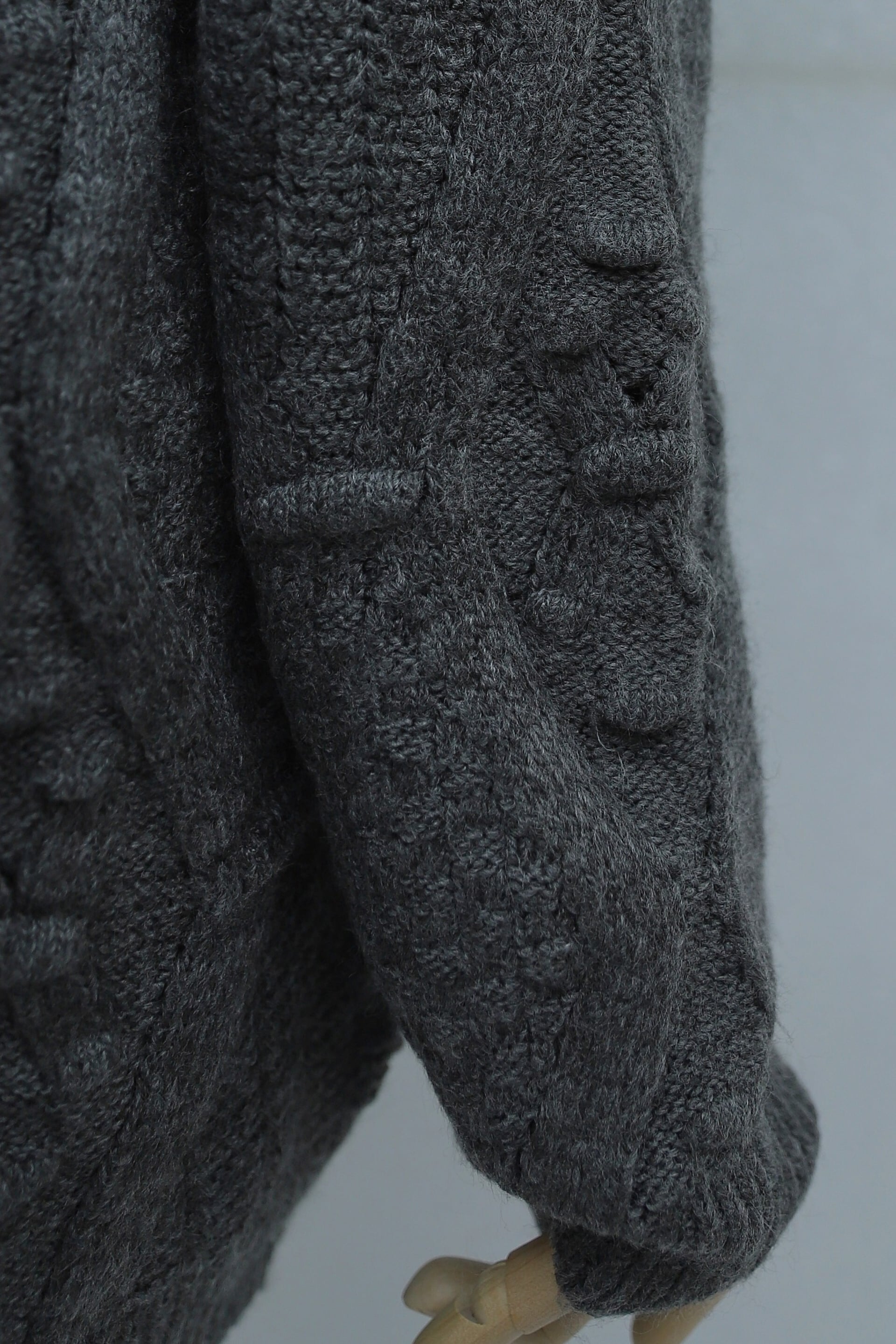 Pom Pom Detail Cardigan with V-Neckline - Smoke Grey - Podyumplus - by Peralane - photo 7