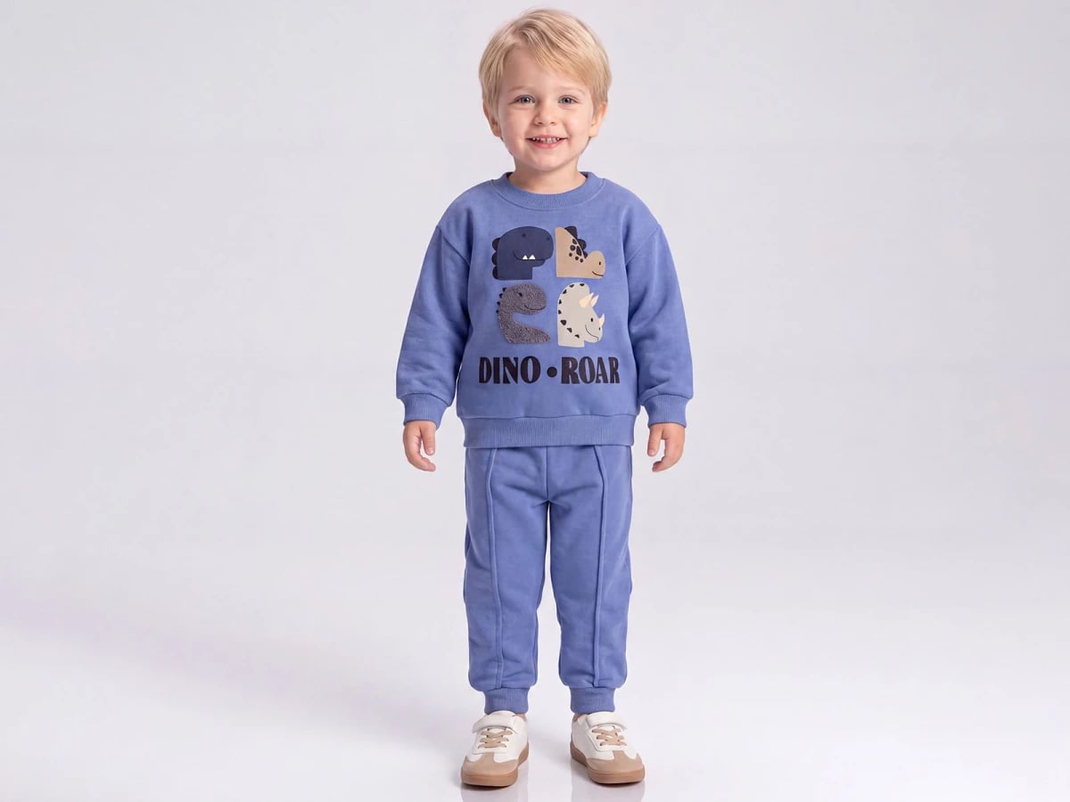 Dino Print 3-Thread Fleece Boys' Set - Feely Kids - by Peralane