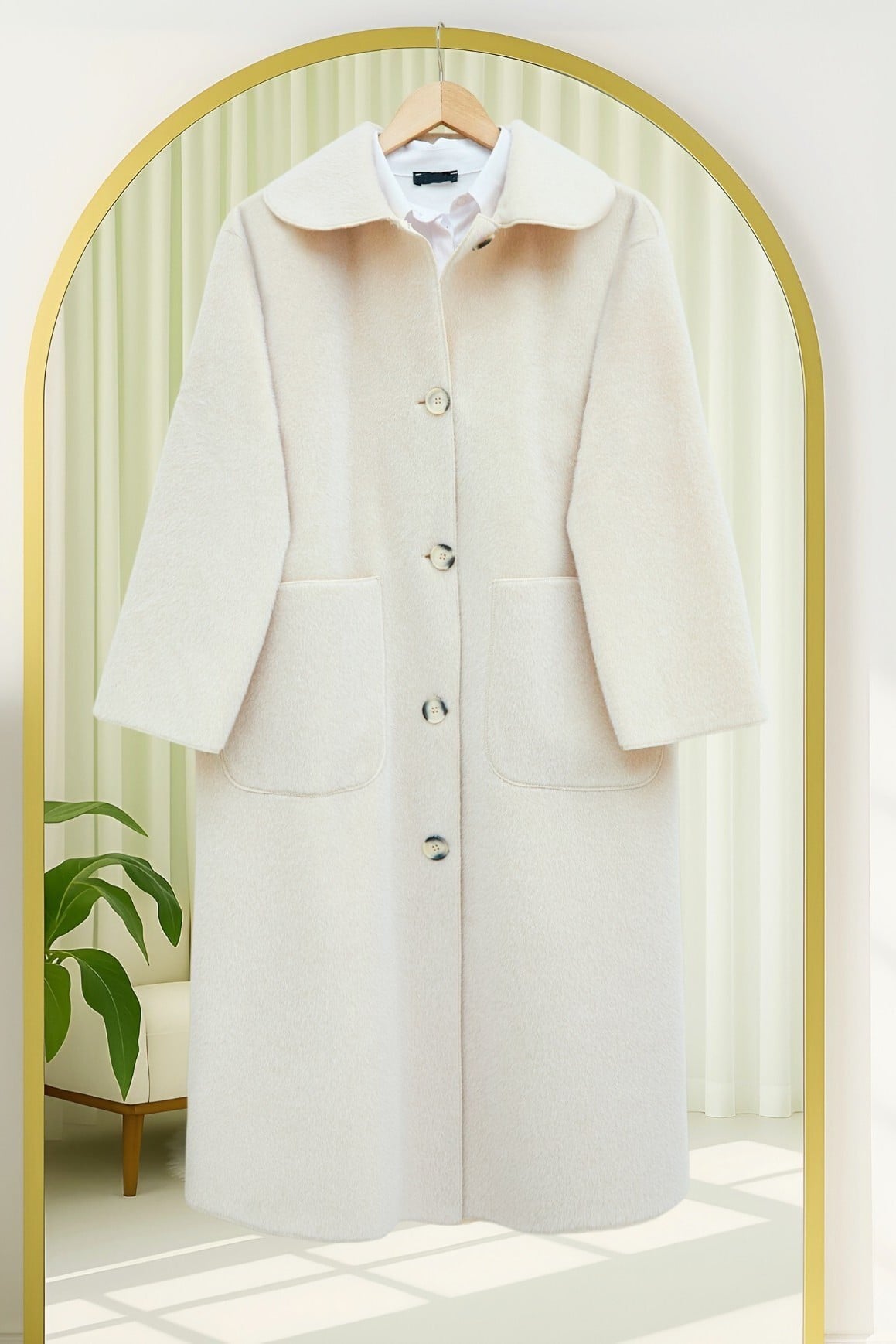 Long Buttoned Pocketed Coat - Beige - Podyumplus - by Peralane - photo 4