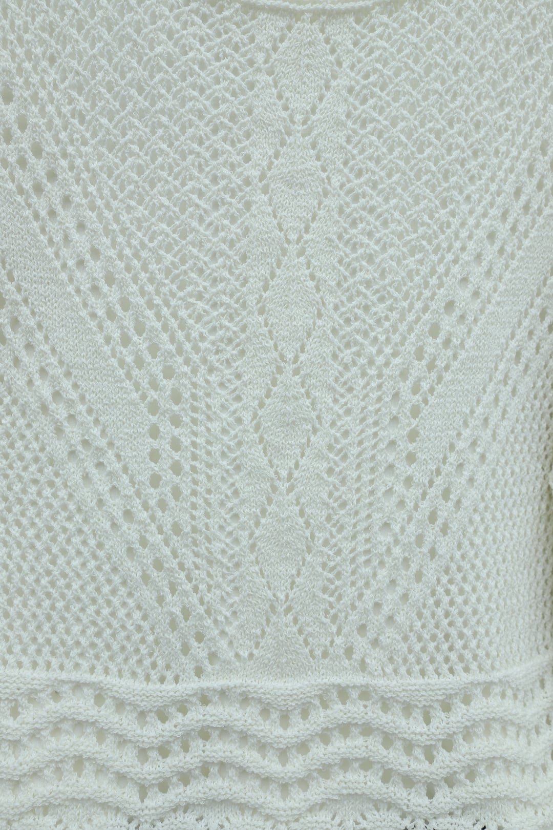 Cream Cropped Knit Sweater with Openwork Pattern - Podyumplus - by Peralane - photo 5