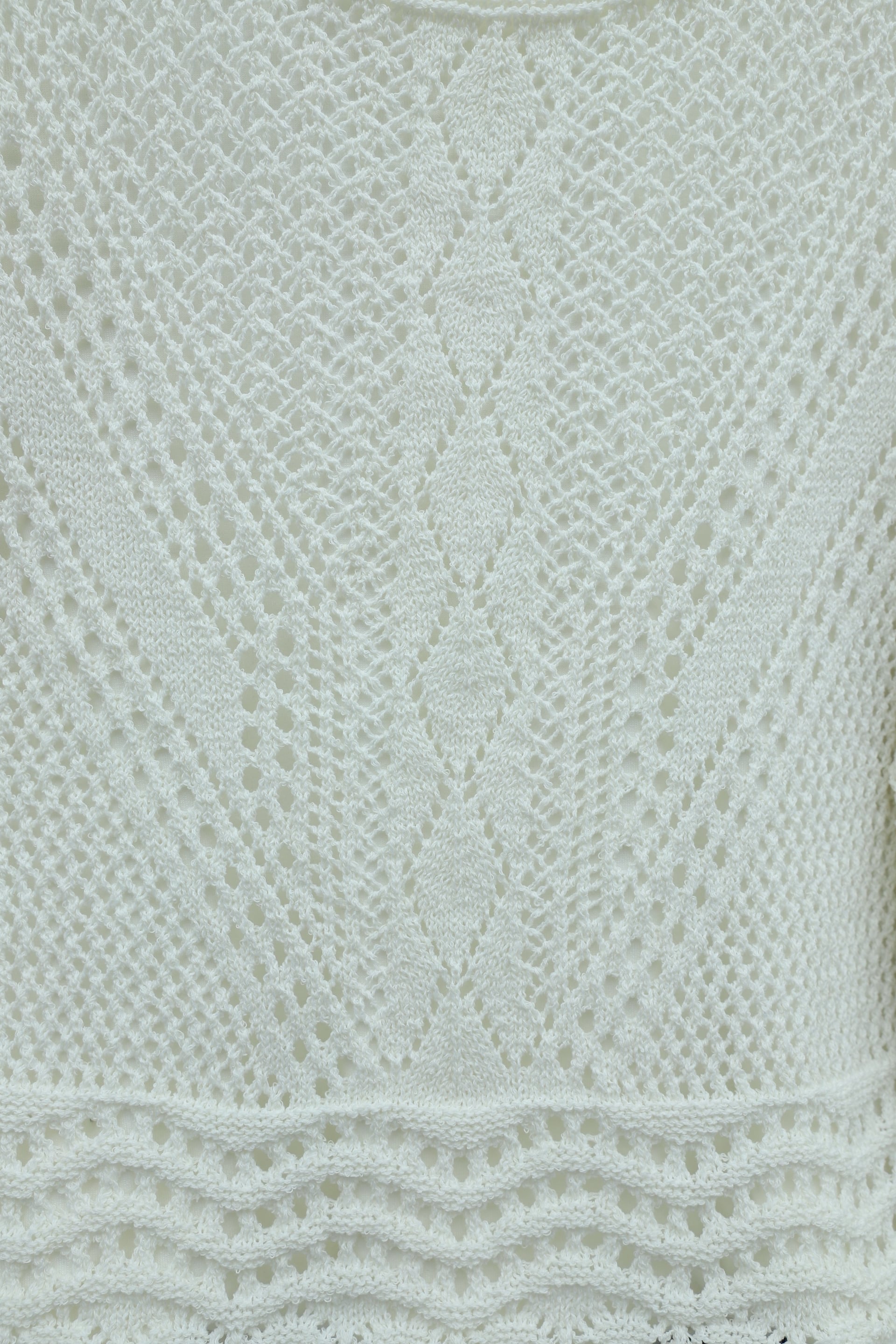 Cream Cropped Knit Sweater with Openwork Pattern - Podyumplus - by Peralane - photo 5