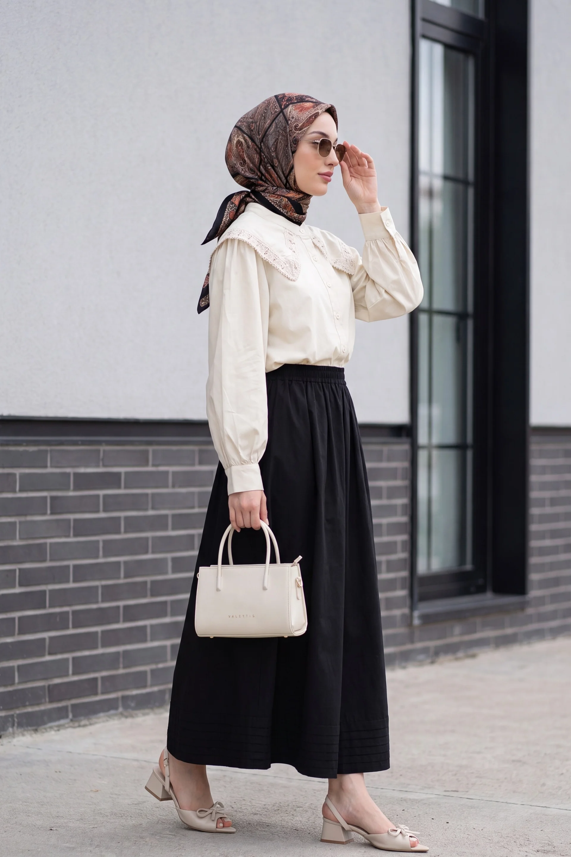 Elasticated Waist Skirt with Pockets and Stitch Details - Black - Podyumplus - by Peralane - photo 5