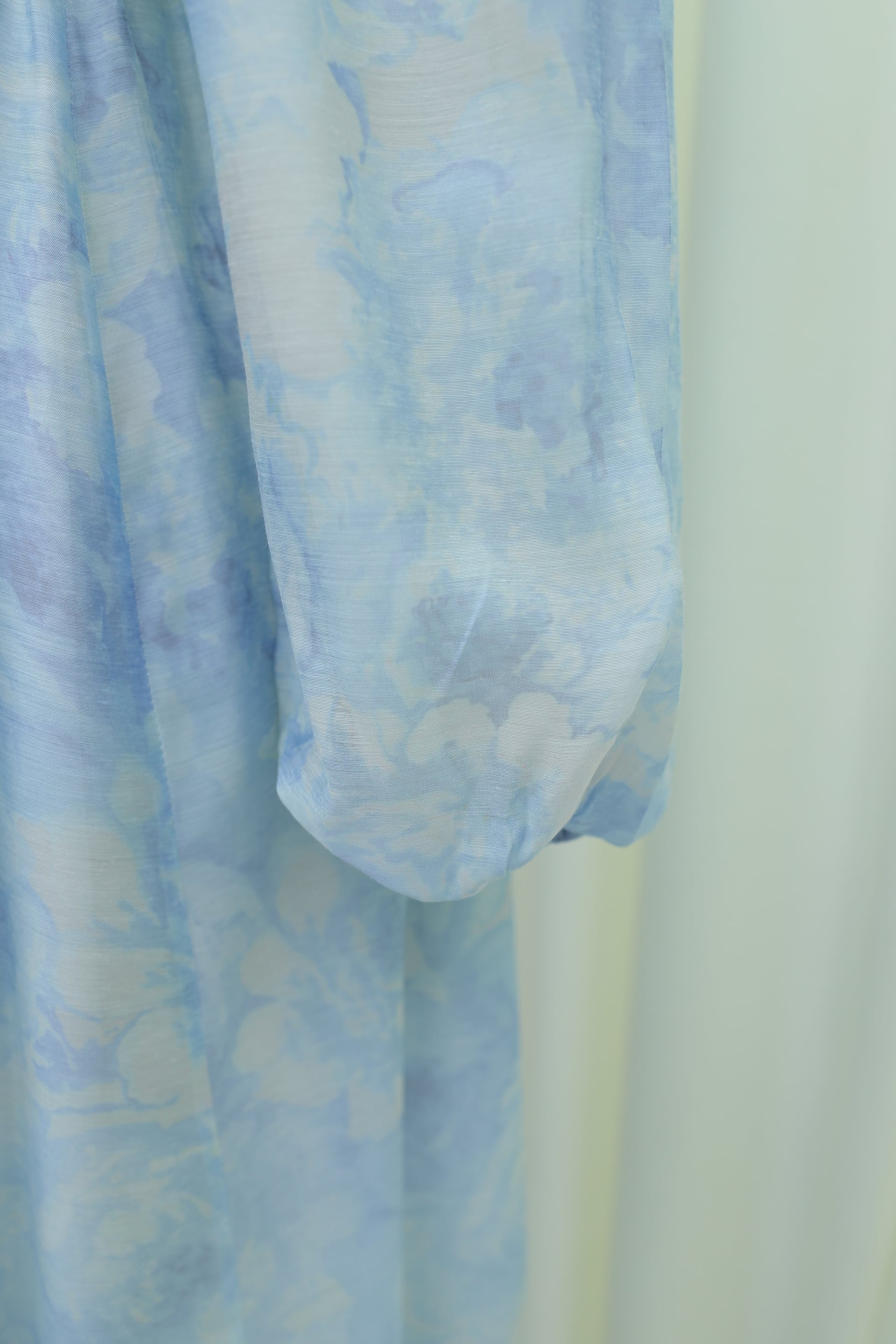 Belted Balloon Sleeve Lined Tulle Voile Dress - Baby Blue - Podyumplus - by Peralane - photo 7