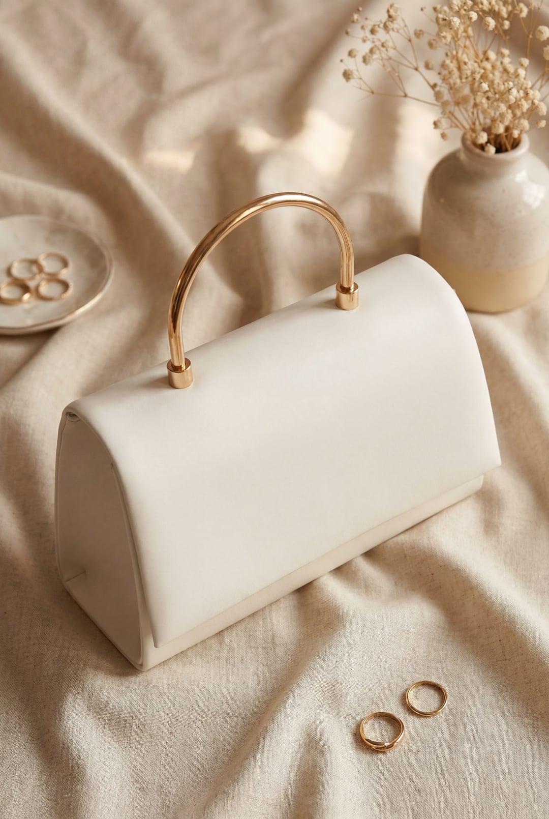 Metal Handle Chain Flap Patent Leather Evening Bag - White - Podyumplus - by Peralane - photo 2