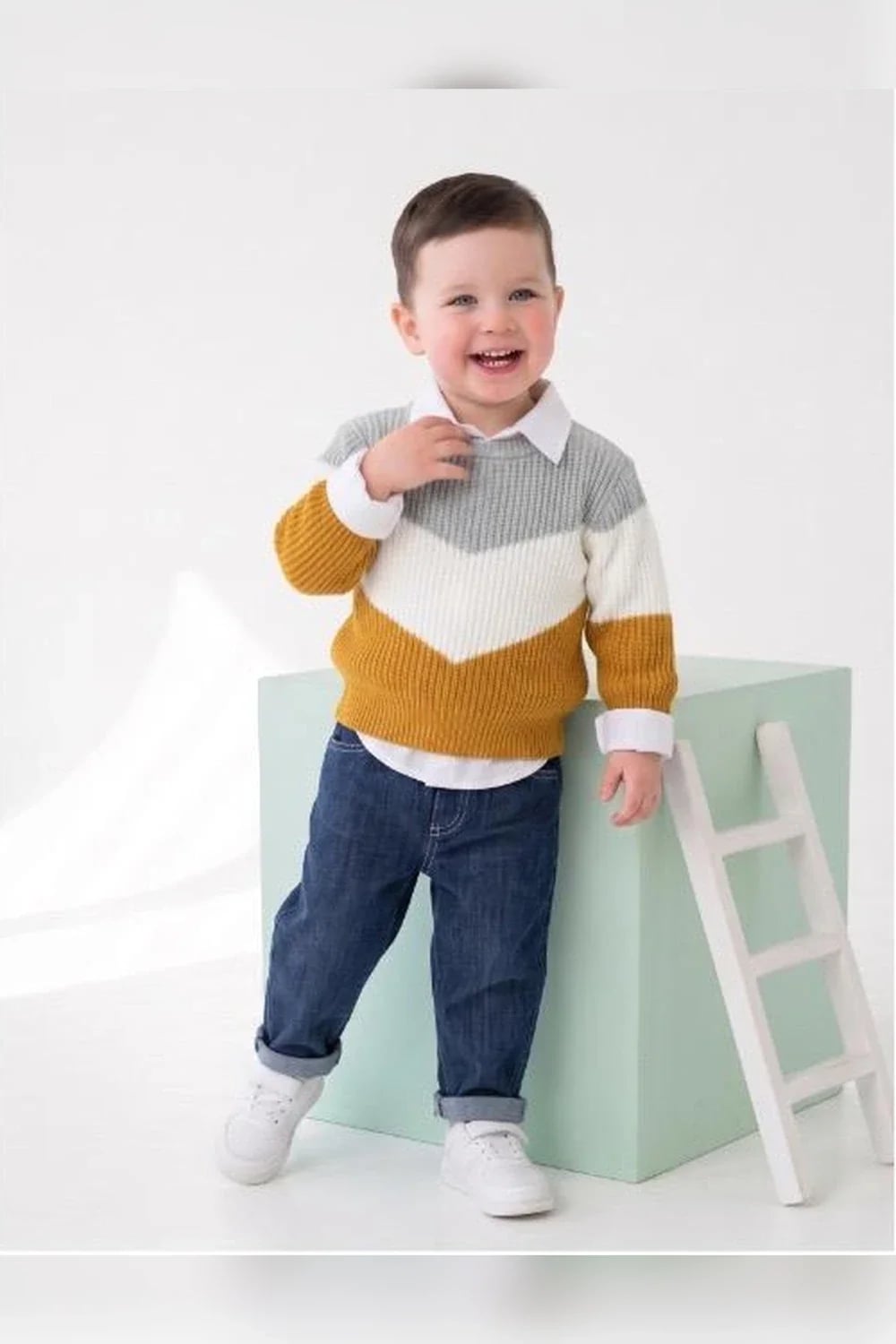 Boys' Knit Sweater and Shirt Set - Mustard - Has Bereket - by Peralane