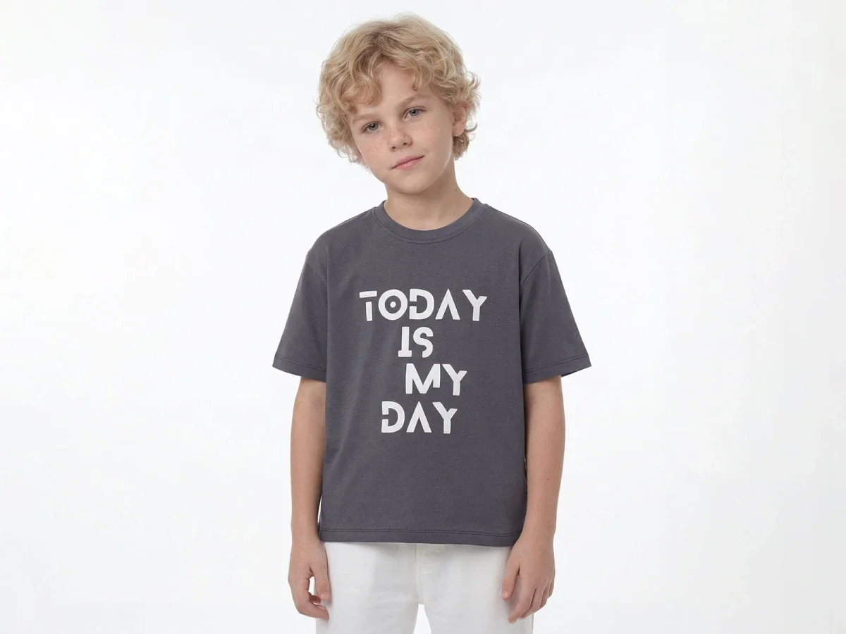 Today Print Boys' T-Shirt - Anthracite (Pack of 4) - Civilti - by Peralane