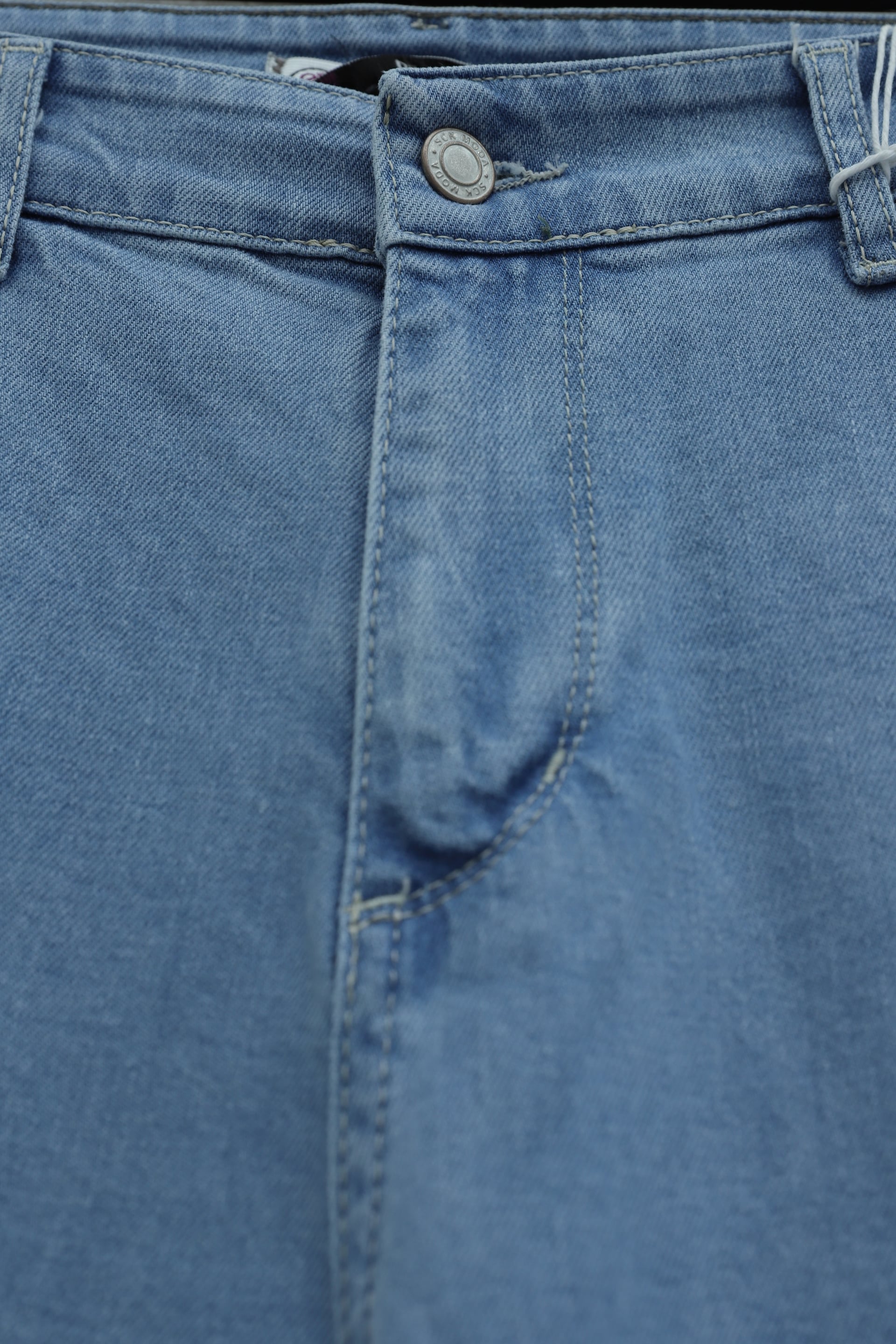 High Waist Wide Leg Denim Jeans with Pockets - Light Blue - Podyumplus - by Peralane - photo 6