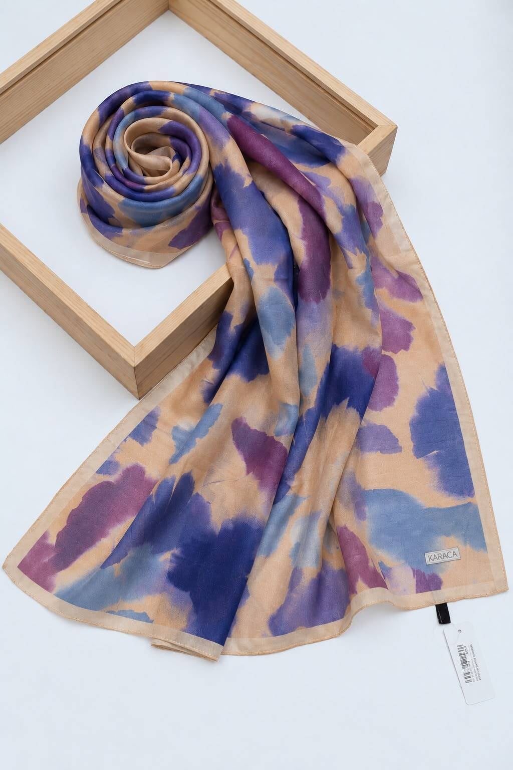 Abstract Floral Voile Scarf - Purple - Podyumplus - by Peralane