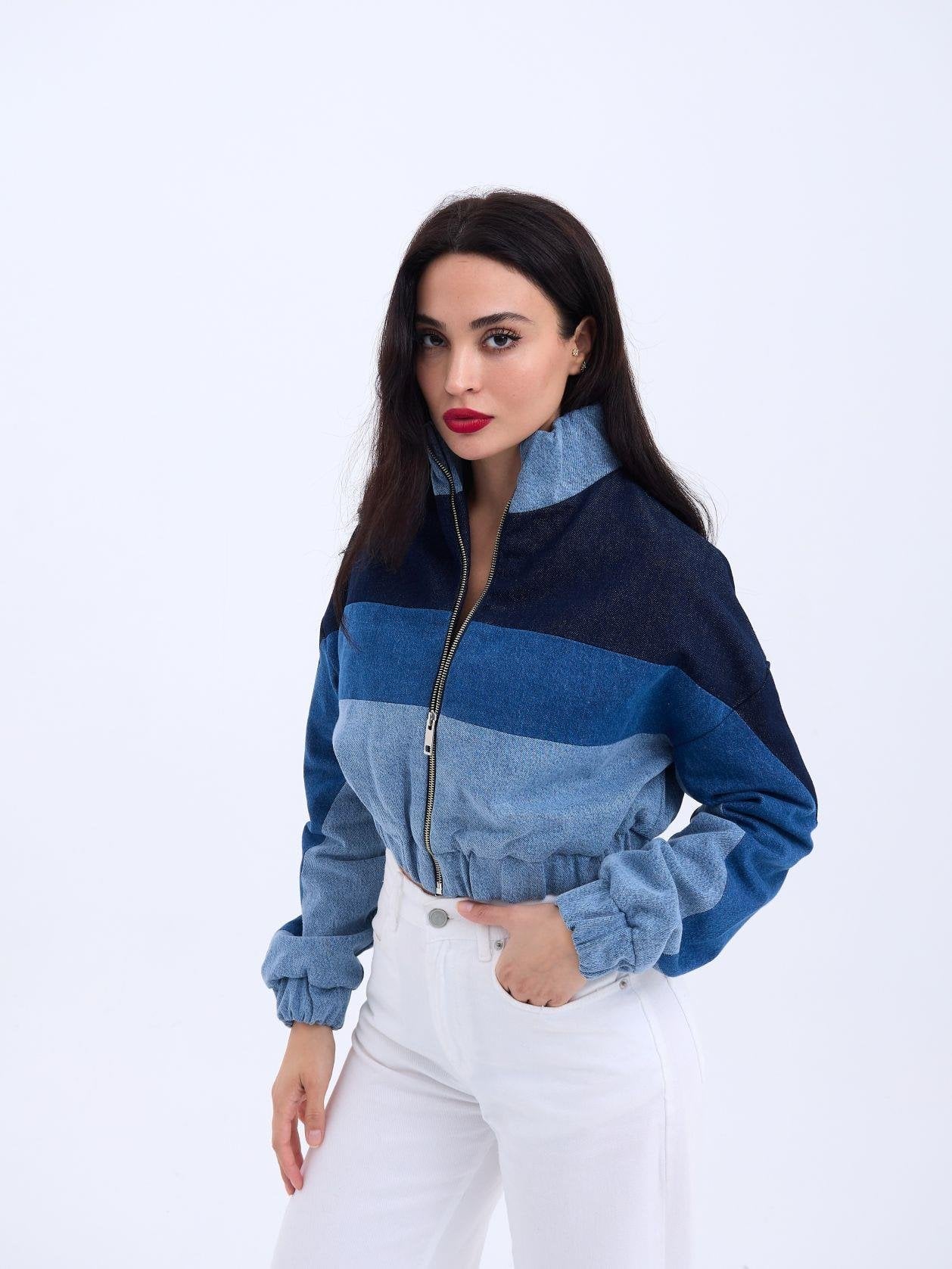 Women's Cropped Denim Jacket in Blue - Pack of 6 - Fame - by Peralane - photo 5