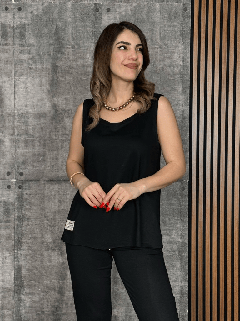Women's Sleeveless Round Neck Viscose Two-Piece Lounge Set with Drawstring Trousers - Janes - by Peralane - photo 2