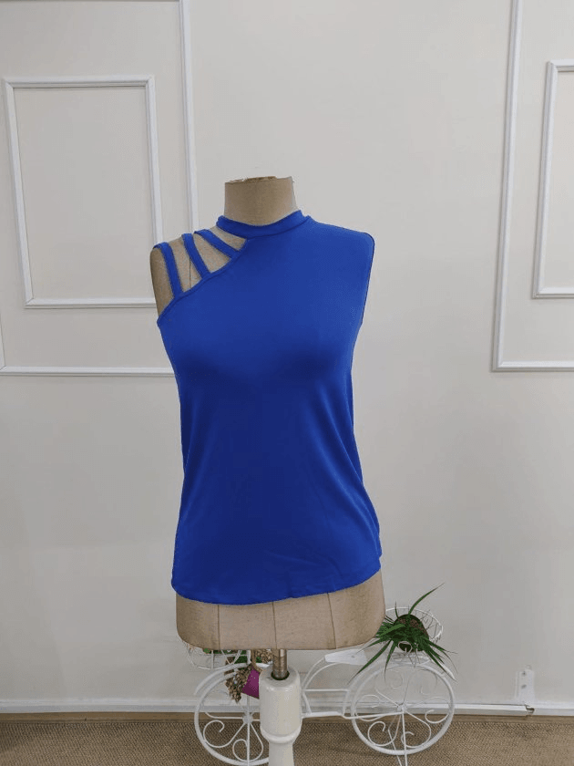 Women's Cutout Shoulder Strap Detail Half Turtleneck Viscose Blouse - Janes - by Peralane - photo 4