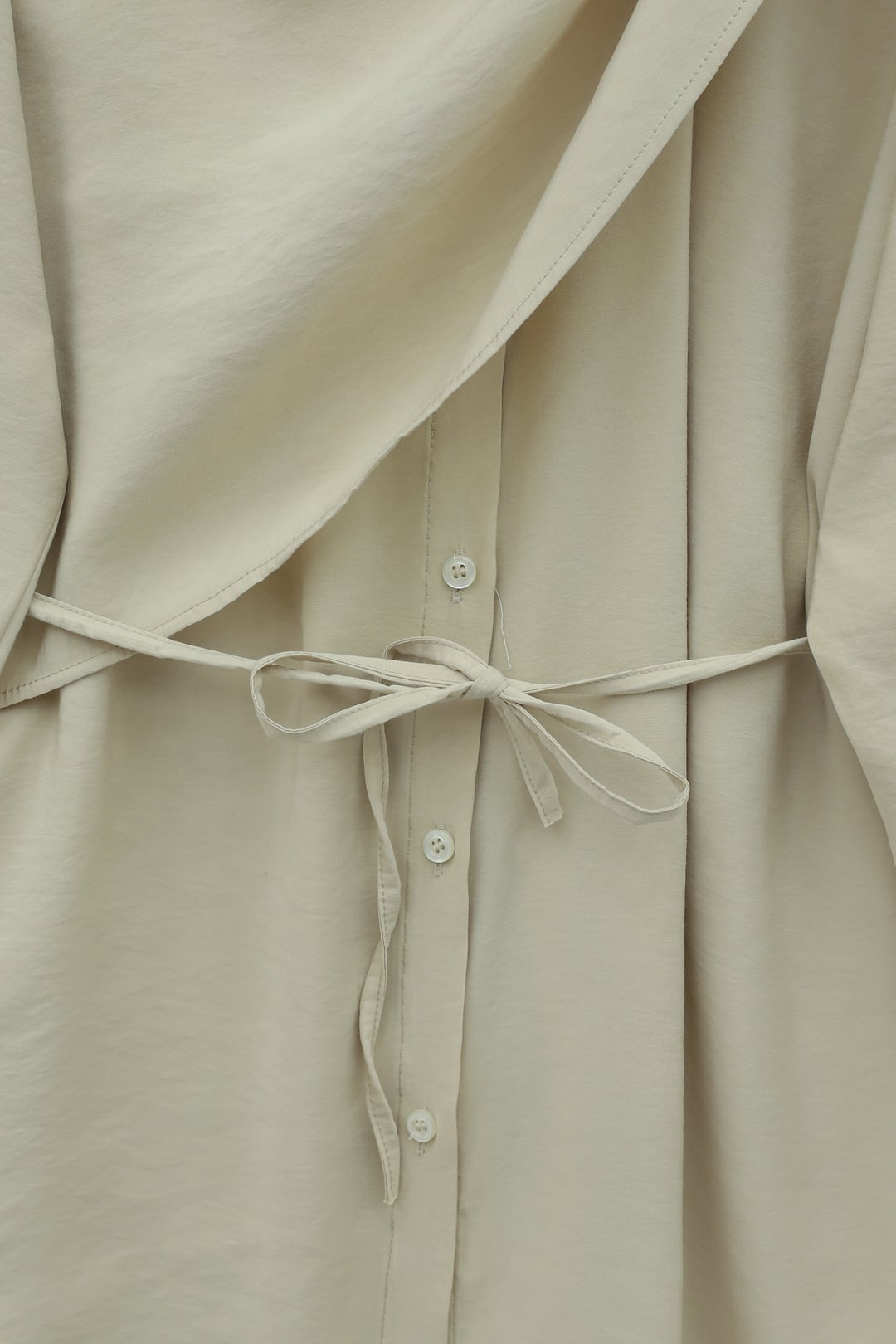 Beige Double-Layer Shoulder Detail Lace-Up Button Modal Blouse - Podyumplus - by Peralane - photo 5