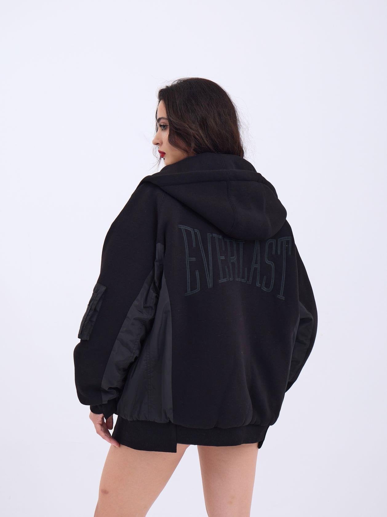 Black Zip-Front Jacket with Contrast Shoulder Panels for Women - Fame - by Peralane - photo 5