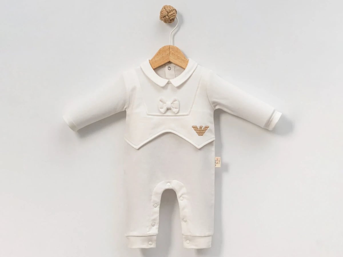 Baby Boy Romper with Bow Tie and Vest Detail - White - Pack of 4 - Cayzen - by Peralane