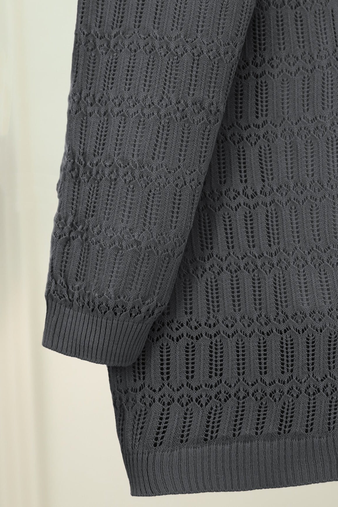 Ajour Patterned Spring Cardigan - Smoke - Podyumplus - by Peralane - photo 5