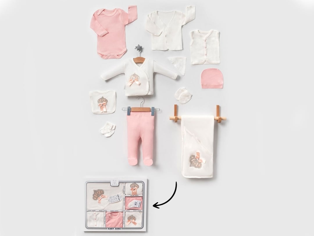 10-Piece Newborn Hospital Exit Bodysuit Set with Crown Embroidery - Baby Zuhu - by Peralane