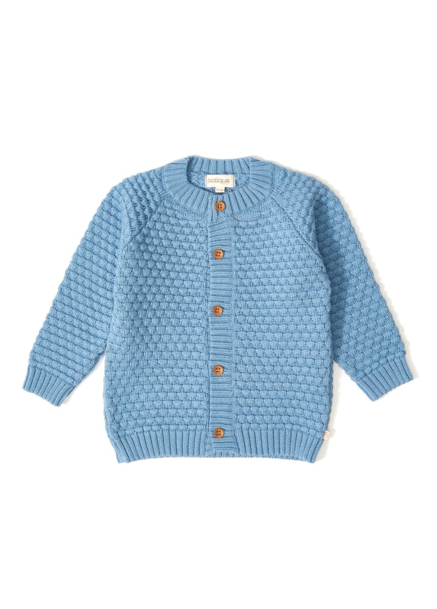 Organic Cotton Mini Bubble Cardigan 12-36M Light Grey - Uludag Triko - by Peralane