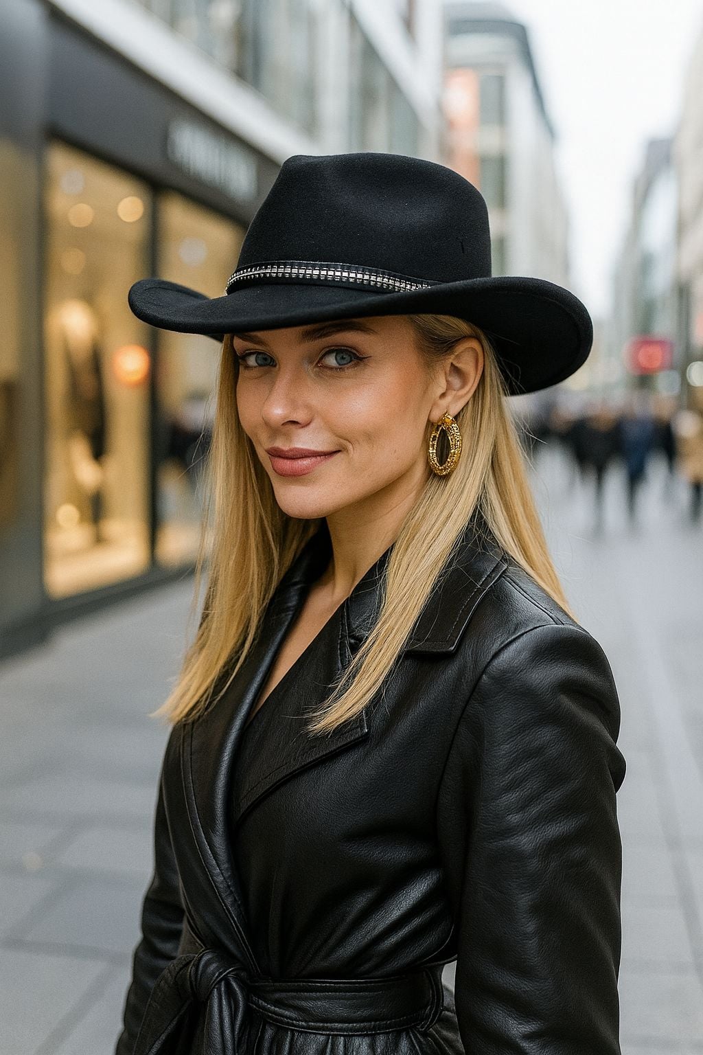 Black Fedora Hat with Metallic Trim for Women - Nesvay - by Peralane