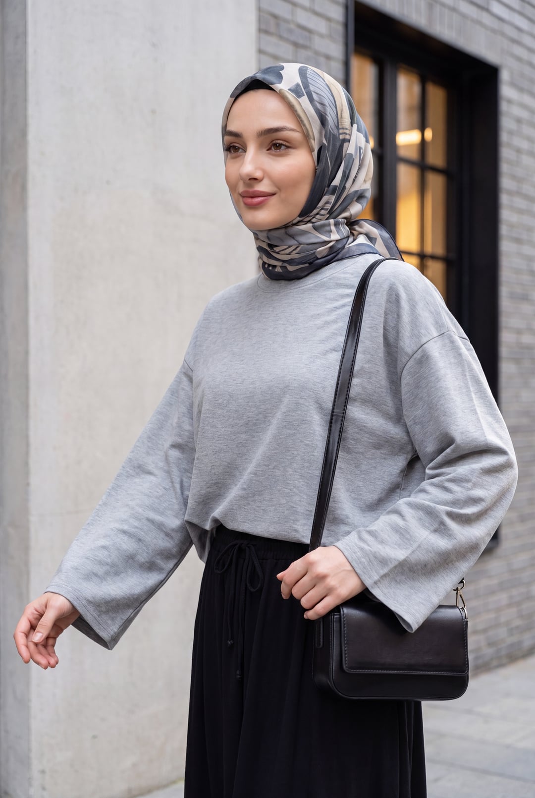 Round Neck Relaxed Fit Jersey Tunic - Grey - Podyumplus - by Peralane - photo 6