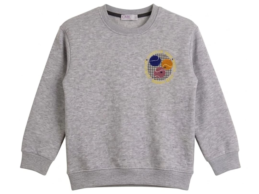 Grey Tennis Ball Embroidered Boys' Sweatshirt - CMK - by Peralane