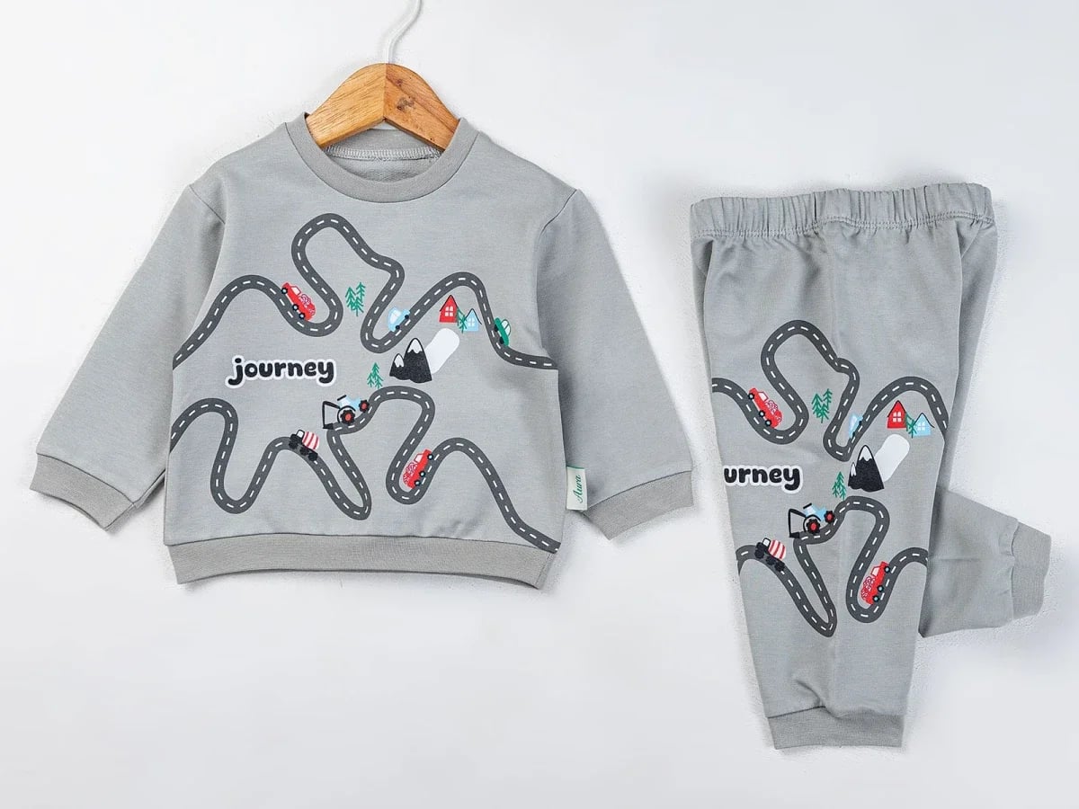 Grey Road Print Baby Boy Sweatshirt and Trousers Set (Pack of 3) - Comix - by Peralane