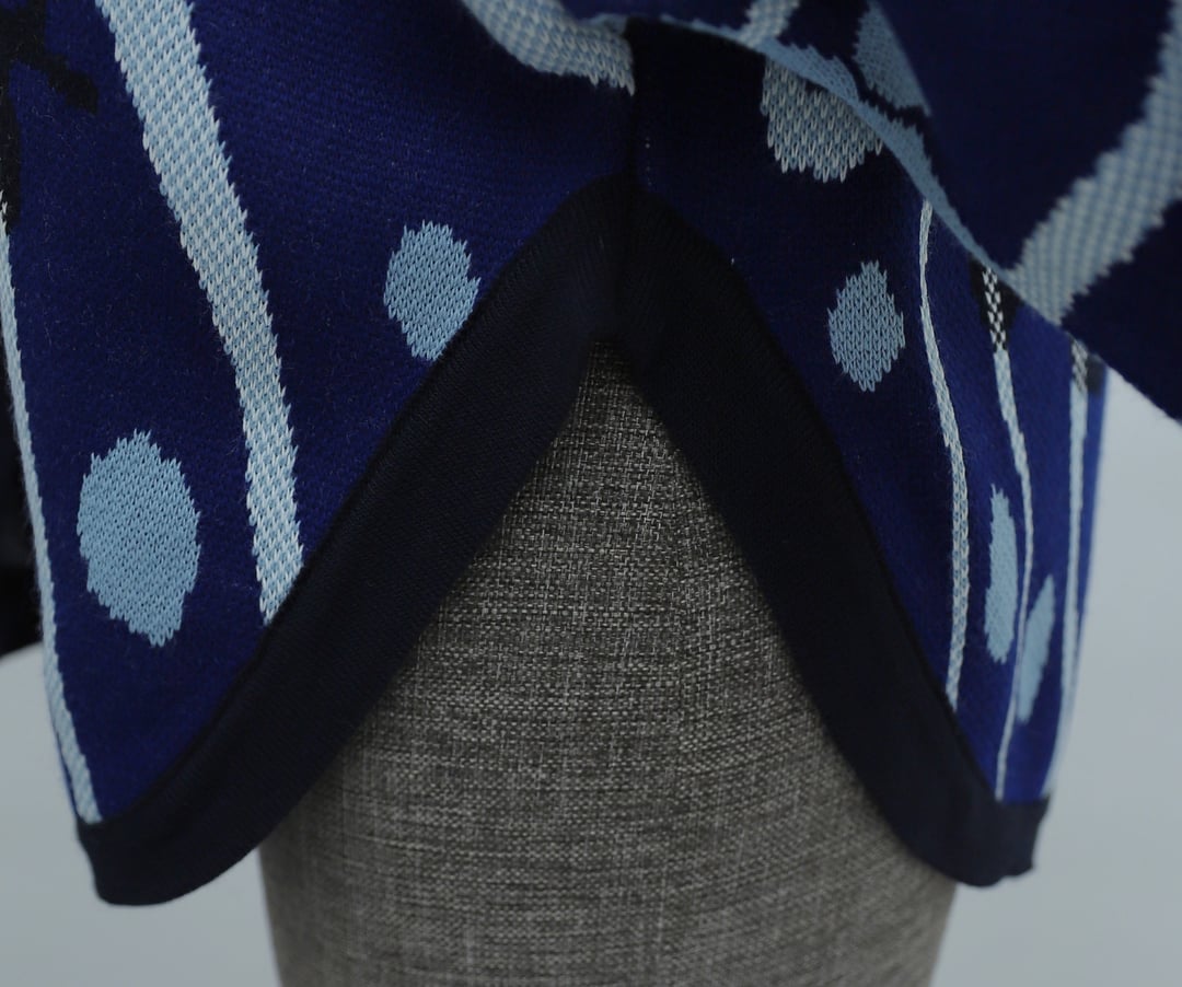 V-Neck Buttoned Patterned Batwing Sleeve Double Placket Knit Cardigan - Navy - Podyumplus - by Peralane - photo 6