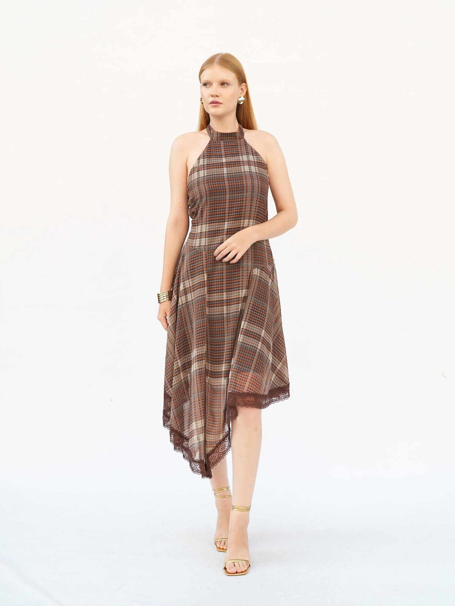 Lace Trim Plaid Maxi Dress - Lefon - by Peralane - photo 10