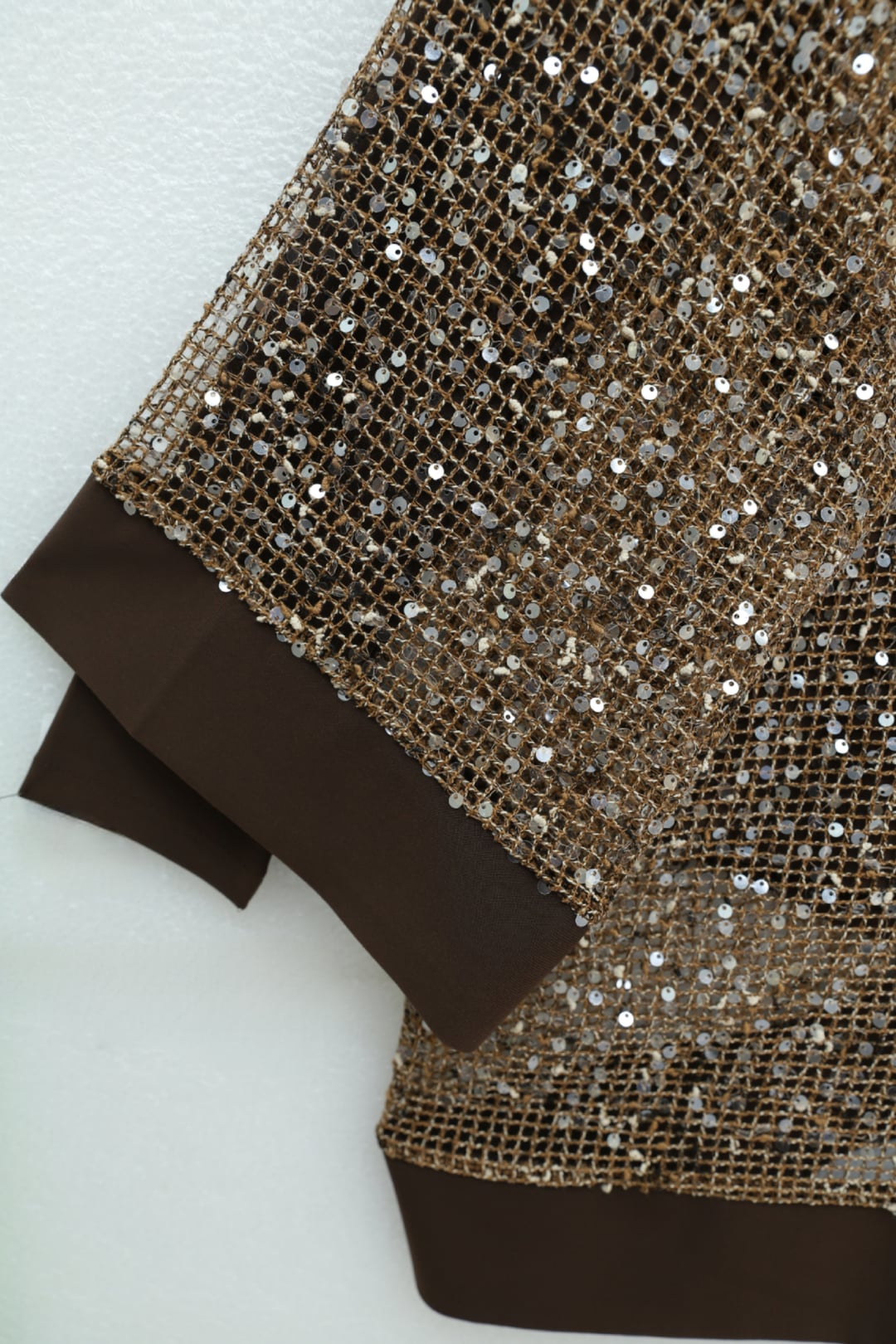 Sequin Mesh Cardigan 3-Piece Set - Brown - Podyumplus - by Peralane - photo 7