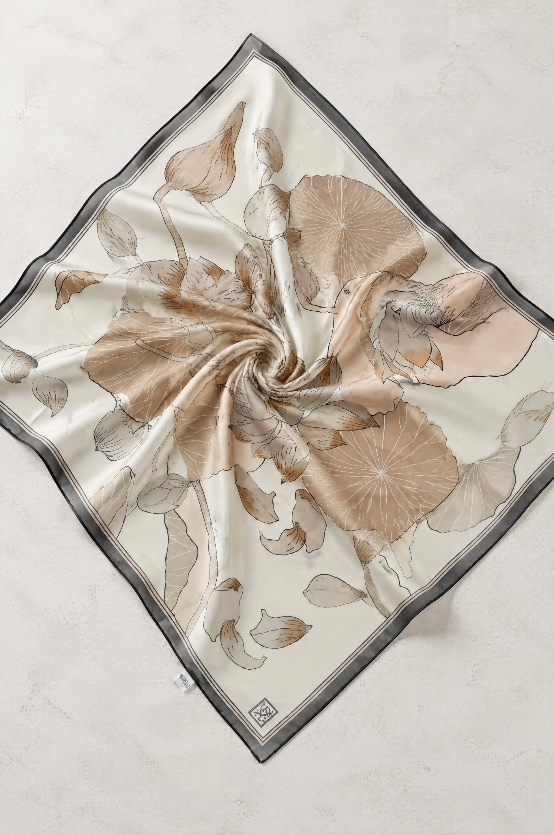 Lotus Flower Print Soft Scarf - Mink - Podyumplus - by Peralane