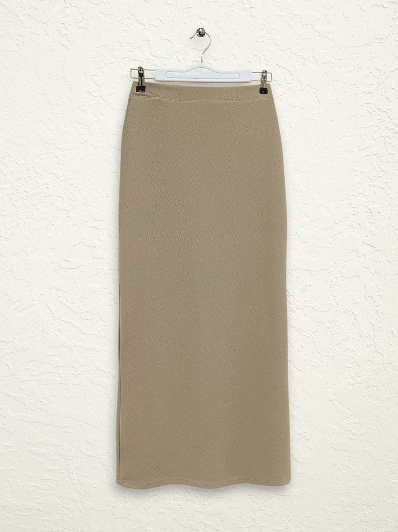 Elastic Waist Crepe Pencil Skirt - Taupe - Podyumplus - by Peralane - photo 2