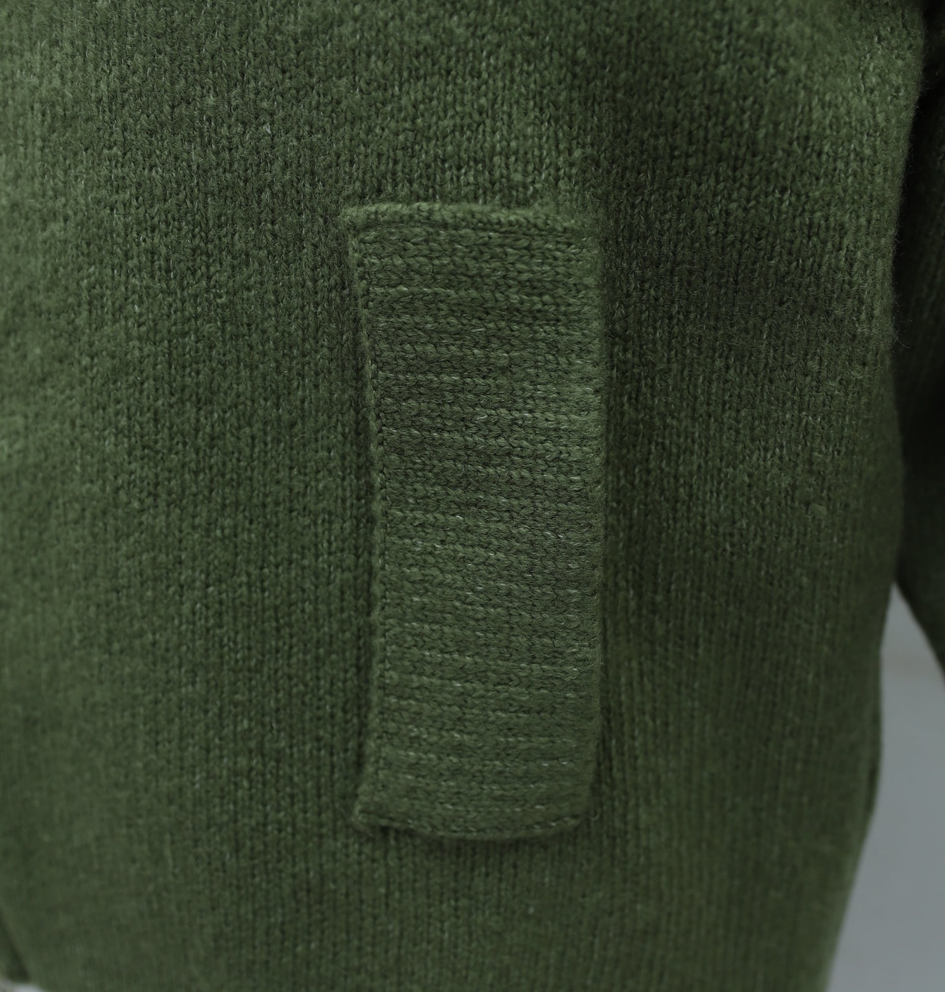 Polo Collar Zip-Up Pocket Detail Knit Cardigan - Olive Green - Podyumplus - by Peralane - photo 7