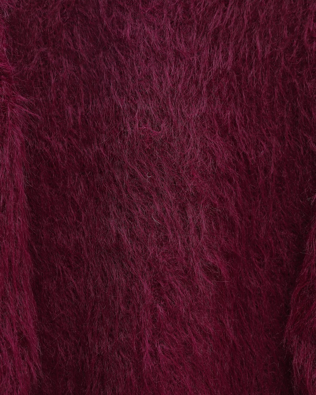 Round Neck Fuzzy Knit Tunic Sweater - Burgundy - Podyumplus - by Peralane - photo 5