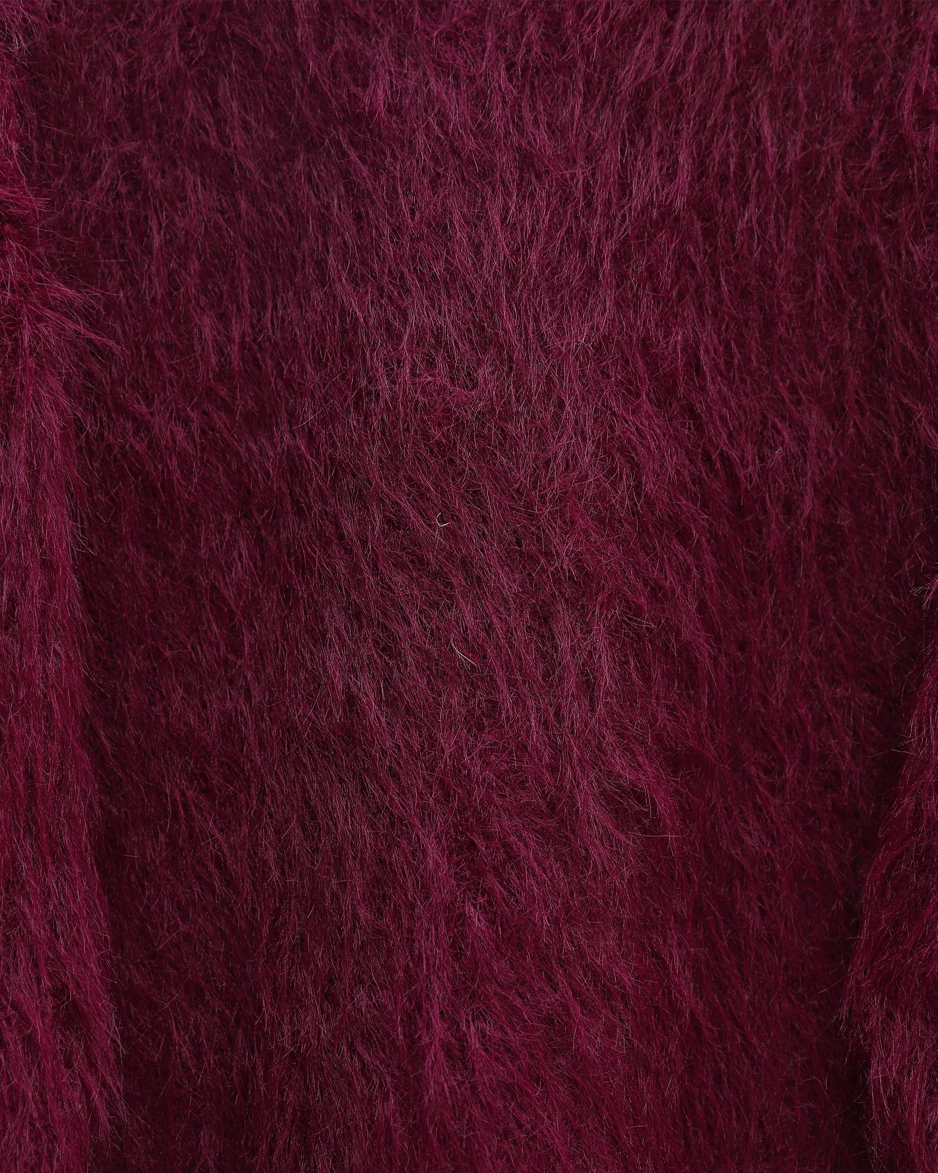 Round Neck Fuzzy Knit Tunic Sweater - Burgundy - Podyumplus - by Peralane - photo 5