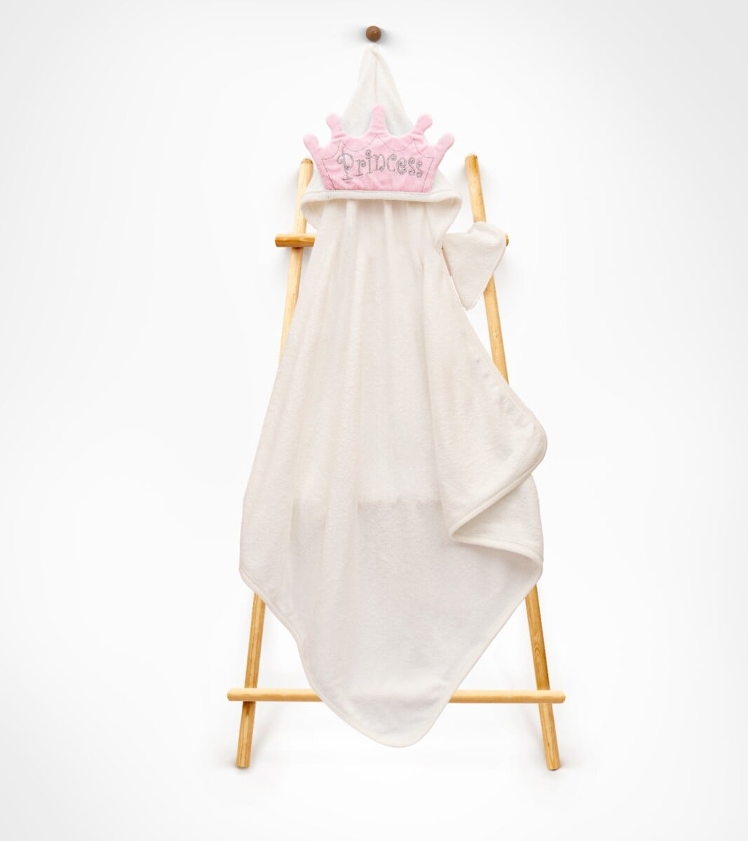 Unisex Hooded Towel with Princess Appliqué for Toddlers - Babyline - by Peralane