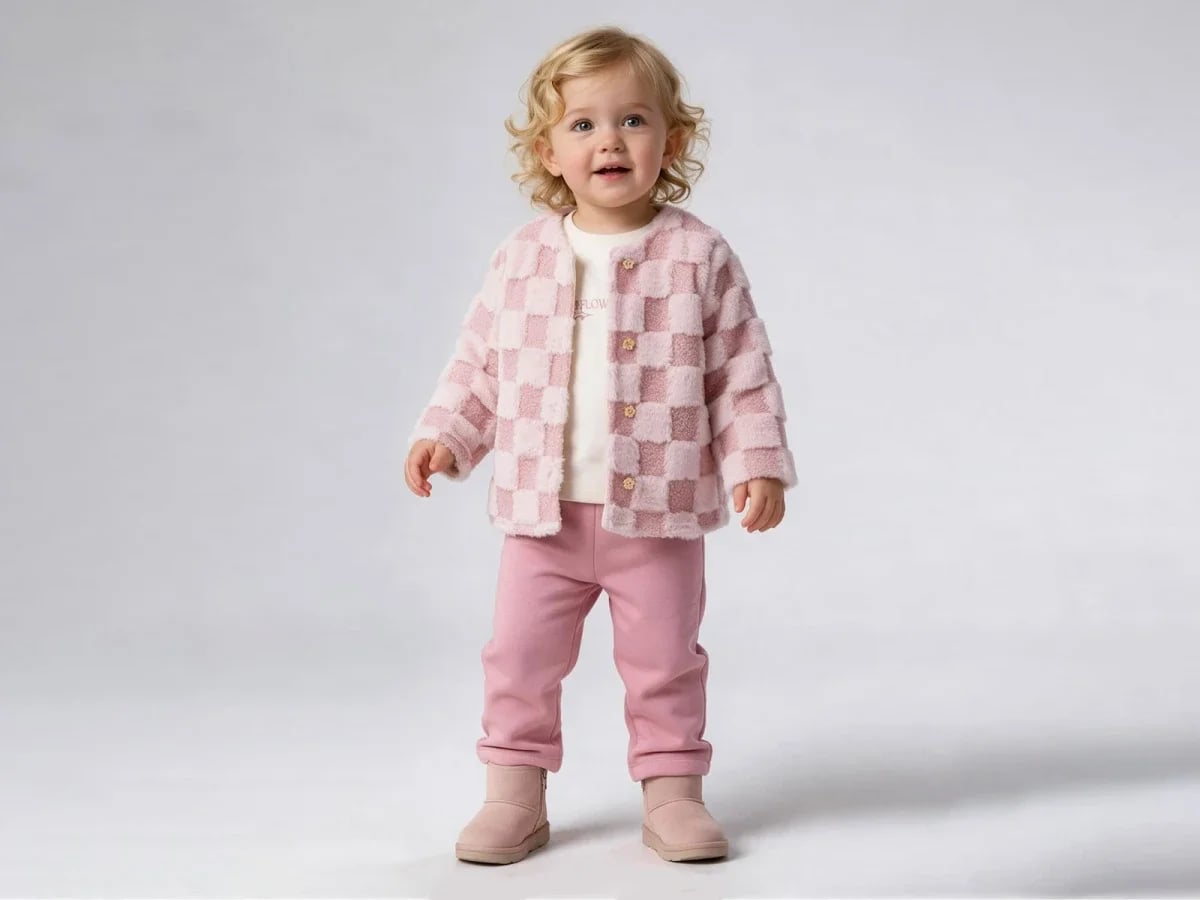 Pink Checkerboard Baby Girl Cardigan Set - Pack of 4 - Beyaz Bebek - by Peralane
