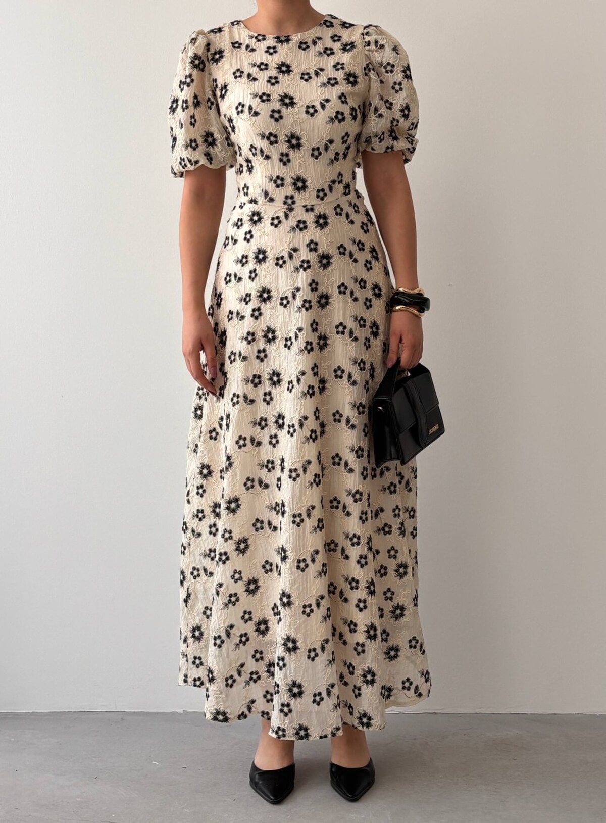 Junel Midi Dress with Floral Print - Black - Etika - by Peralane - photo 2